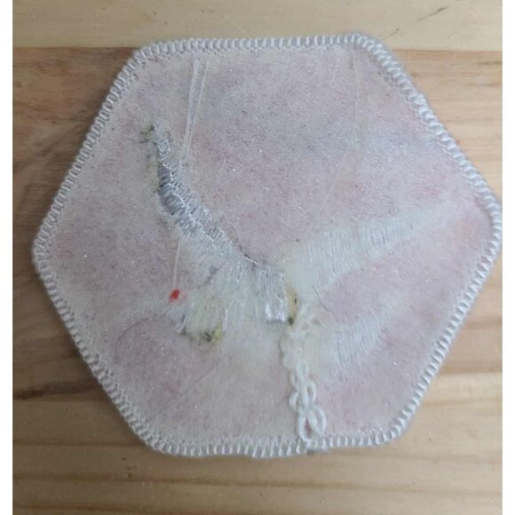 "Vintage Orange Hexagon Seagull Bird Embroidered Patch – Iron-On or Sew-On" - Picture 2 of 2